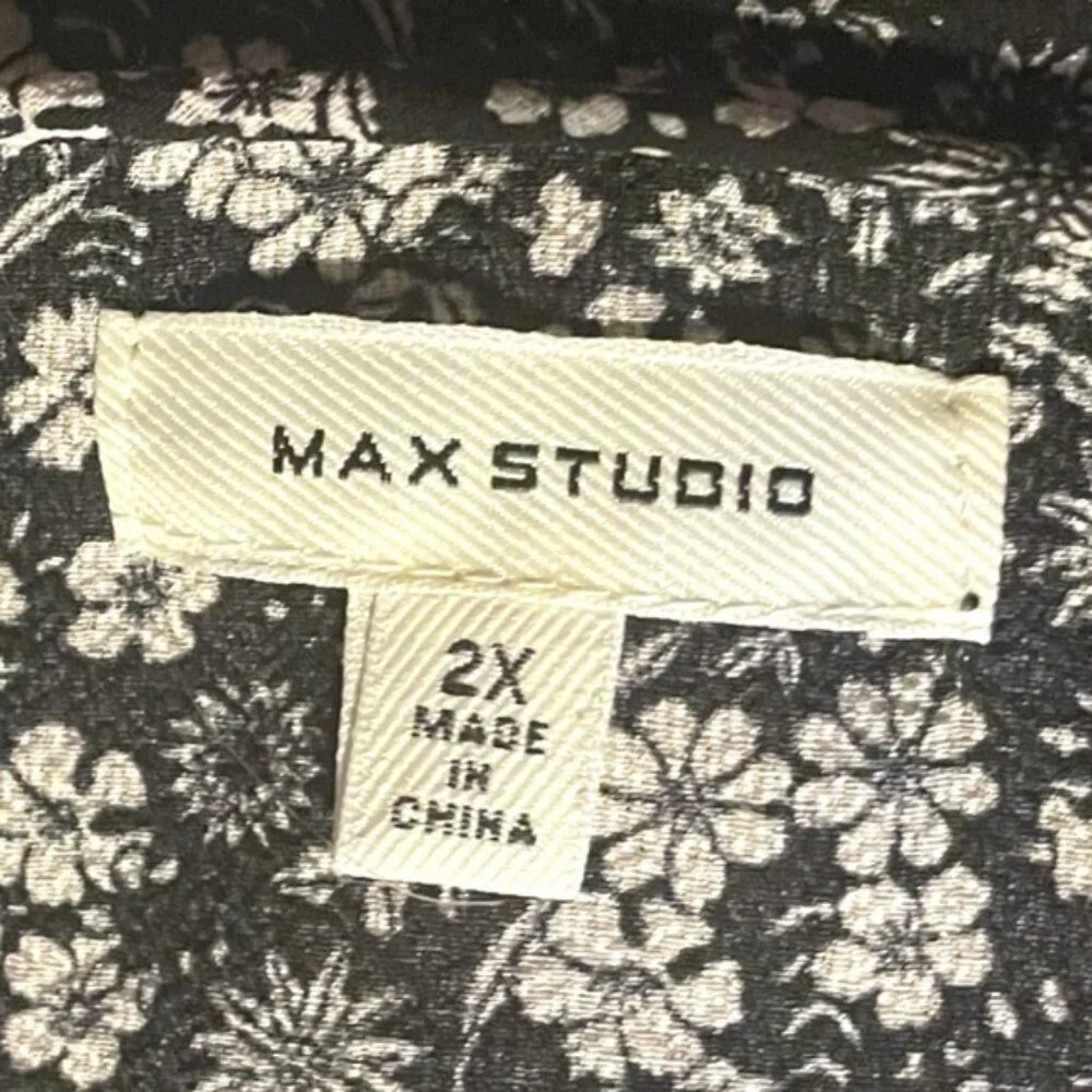 Plus Size Black Floral Flouncy Tiered Wrap Around Dress Tie Ruffles V Neck Sz 2X - Picture 14 of 15